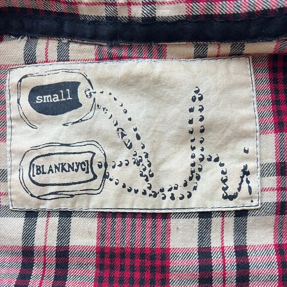 BLANK NYC Plaid Button Down with Sequin Back, Red Cream, Size Small - Picture 13 of 13